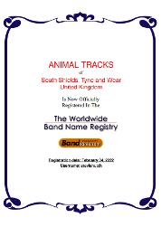 Animal Tracks band name registration certificate