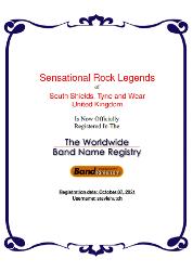 Sensational Rock Legends band name registration certificate