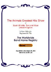 The Animals Greatest Hits Show name registration certificate